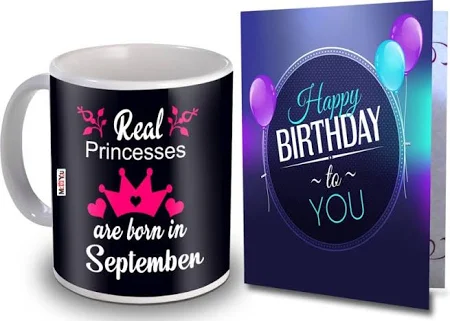 Me&you Real Princess are Born in September Printed Mug and Greeting Card Gift Set